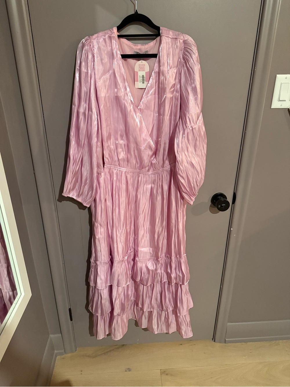 Pink Ruffled Midi Dress